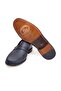 Dark Blue Color Laceless Genuine Leather Men's Shoes - 3