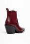 Burgundy Matte Leather Flat Elastic Metal Toe Western Cowboy Short Ankle Boots - 3
