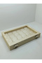 New Imera Leather Fabric with Glass Cover Cream Color 34 cm / 24 cm 20 Compartment Earring Display Stand - 2