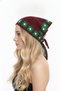 Hand Knitted Crochet Burgundy Green Floral Motif Triangle Bandana Scarf Hair Accessory - 3
