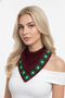 Hand Knitted Burgundy Green Patterned Triangle Bandana Scarf Hair and Neck Accessory - 5