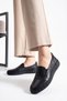 Women's 100% Genuine Leather Black Casual Shoes Comfortable Sole Slip on Loafer - 2