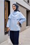 Oversize Modal Tunic with Detachable Cape - Baby Blue - 3