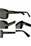 Monaco Rectangular Black Sunglasses Uv400 Gold t Metal Detail Unisex Lightweight Frame - 5