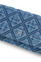 Women's Th Metallic Logo Quilted Patterned Blue Wallet with Zipper Compartment - 2