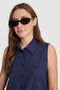 Women's Navy Blue Short Sleeve Shirt 50320212-Vr033 - 2