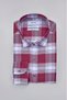 Burgundy Modern Fit Cotton Pasha Collar Plaid Sport Shirt - 3