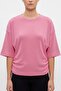 Women's Pink Side Gathered Bat Sleeve Cotton T-Shirt
