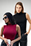 Women's Black Burgundy 2-Piece Sleeveless Bodysuit