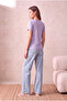 Women's Lilac Cotton / Elastane Blended Regular Fit V-Neck Short Sleeve T-Shirt Delaney - 5