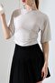 Women's Sandy Side Gathered Short Sleeve Blouse