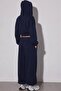 Women's 3-Piece Modal Set Nova Ease Navy Blue – Crop Tank Top, Zip-Up Cardigan, and Adjustable Hem Bottoms - 2