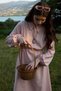 Waist-Tied, Ruffled Sleeve Linen Dress Powder - 4