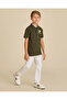 Boys Olive Chest Print Polo T-Shirt - 5
