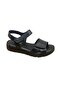 678169 Black Genuine Leather Velcro Comfort Sandals - 3