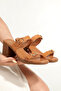 As 109 Double-Strapped Buckle Detailed Genuine Leather Heeled Slippers - 4