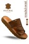 Genuine Leather Men's Slippers - Genuine Leather Men's Slippers with Soft Thick Soles 3D Tan