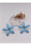 Blue, Wicker Flower Earrings