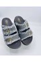 Bellamor Women's Jean Denim Detailed Buckle and Stone Casual Slippers Comfortable Anatomical Stylish Summer Slippers - 3