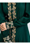 Dark Green Lace Detail A-Line Midi Dress - 4