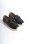 Lizy laceless orthopedic comfortable sole flower patterned women's flat shoes ckt - black - 4
