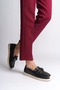 Lizy laceless orthopedic comfortable sole flower patterned women's flat shoes ckt - black