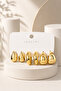 Gold Beveled Hoop Earring Set Shiny Design Women's Earrings
