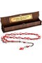 Red and White Moon and Star Tassel Prayer Beads 6X9 mm - Barley Cut Men's Prayer Beads with Gift Wooden Box - 2