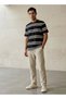 Men Relaxed Fit Crew Neck Short Sleeves Striped T-shirt - 3