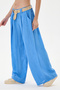 Women's Blue Italian 100% Linen Straw Belted Pleated Wide Leg Linen Trousers 40 - 46 Size - 3