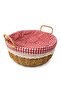 Round Wicker Bread Basket with Red Gingham Lining