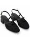 Black Knitted Textured Strappy Women's Heeled Sandals – Casual and Stylish Summer Footwear - 2