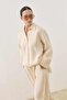 Multi-Button Striped Textured Shirt Ecru - 2