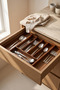 Acre Acacia Expandable Spoon Holder Organizer - Wooden 5-7 Compartment Expandable Drawer Organizer - 3