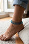 Handmade Blue Glass Beaded Special Design Authentic Anklet - 2