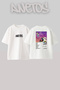 Dropout Bear Design Printed Unisex Oversize White Tshirt