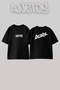 Gothic Font Checkered Design Printed Unisex Oversize Black Tshirt