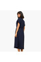 A-line Midi Linen Blend Shirt Dress with Cinched Waist - 5