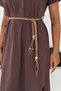 Aura Linen Women's Belted High Neck Midi Dress - 3