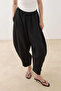 Striped Textured Barrel Trousers Black - 5
