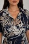 Women's Dress Long 100% Viscose Patterned Buttoned Short Sleeve Belted Shirt Collar Summer Dress - 3