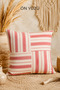 Red Striped Patchwork Linen Throw Pillow 42X42 cm Silicone Filled Decorative Pillow