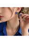 Navy Blue Pearlescent Violet Steel Earrings - Tarnish-Resistant Gold Design - Comes with Special Gift Box