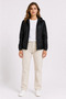 Women's Hooded Inner Lined Water and Wind Repellent Thin Windbreaker with Zipper Pockets - Black - 2