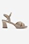 Women's Cross Galvanized Heeled Sandals; Gold Glitter - 2