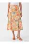 Elastic Waist Floral A-Line Skirt (S6) - 2