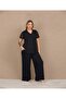 Black Relax Ribbed Lace Women's Pajama Set - Standard and Plus Size