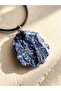Raw Cut Lapis Lazuli Natural Stone Leather Cord Necklace - 2