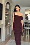 Brown Knitted Detailed Sandy Dress - 8546 - 2