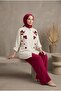طقم كتان كبير الحجم مطرز بالحجارة - 3